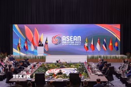 Quang cảnh Hội nghị Bộ trưởng Ngoại giao ASEAN, diễn ra trong khuôn khổ Hội nghị cấp cao ASEAN lần thứ 46 tại Trung tâm Hội nghị Kuala Lumpur (Malaysia) ngày 25/5. (Ảnh: TTXVN phát)