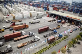 Vận chuyển hàng hóa xuất, nhập khẩu tại Tân Cảng Cát Lái (Thành phố Hồ Chí Minh). (Ảnh: Hồng Đạt/TTXVN)