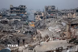 Cảnh đổ nát do xung đột tại Dải Gaza. (Ảnh: THX/TTXVN)