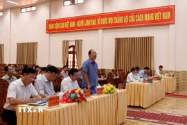 Bí thư Tỉnh ủy Cà Mau Nguyễn Hồ Hải phát biểu chỉ đạo tại Hội nghị. (Ảnh: Kim Há/TTXVN)