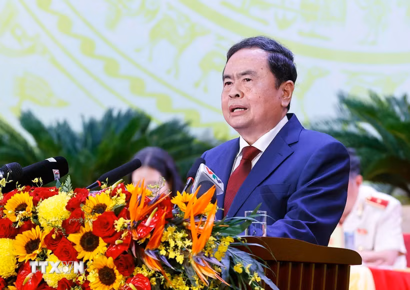 Chủ tịch Quốc hội Trần Thanh Mẫn phát biểu chỉ đạo Đại hội. (Ảnh: Doãn Tấn/TTXVN)