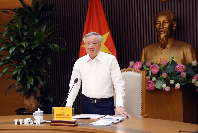 Phó Thủ tướng Thường trực Nguyễn Hòa Bình phát biểu. (Ảnh: Phạm Kiên/TTXVN)