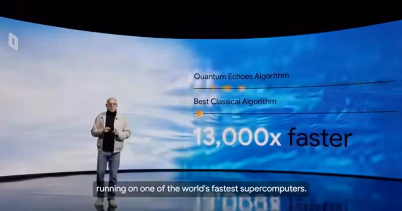 Thuật toán mới có tên Quantum Echoes, chạy trên chip lượng tử của hãng Google. (Nguồn: Gryptobriefing)