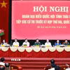 Đại tướng Phan Văn Giang cùng các thành viên trong Đoàn đại biểu Quốc hội tỉnh Thái Nguyên tiếp xúc cử tri trước Kỳ họp thứ Hai, Quốc hội khóa XVI. (Ảnh: Thu Hằng/TTXVN)