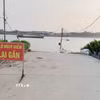 Cảnh báo nguy hiểm được xã Mễ Sở đặt ngay khu vực sạt lở. (Ảnh Mạnh Khánh/TTXVN)