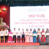 Lãnh đạo Sở Giáo dục và Đào tạo tỉnh Hưng Yên tặng Giấy khen cho 18 cá nhân có thành tích xuất sắc. (Ảnh: Thu Hoài/TTXVN)