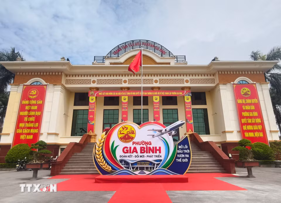 Xã Gia Bình được chỉnh trang, trang hoàng trước ngày lên phường và trở thành một phần của thành phố Bắc Ninh. (Ảnh: Thanh Thương/TTXVN)
