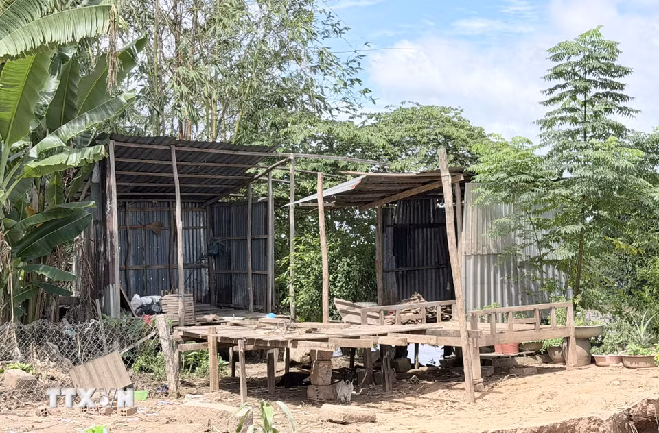 Chính quyền địa phương đã di dời các hộ dân nằm trong vùng sạt lở nguy hiểm đến nơi an toàn. (Ảnh: Thanh Sang/TTXVN)