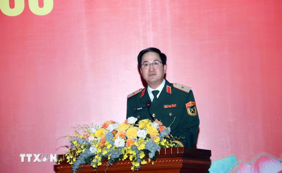 Thiếu tướng Phạm Mạnh Thắng, Cục trưởng Cục Gìn giữ hòa bình Việt Nam phát biểu chúc mừng. (Ảnh: Xuân Khu/TTXVN)