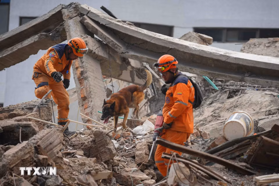 Cơ quan Khảo sát Địa chất Mỹ (USGS) tối 10/8/2026 cho biết một trận động đất có độ lớn 7,4 đã làm rung chuyển Colombia. Tâm chấn động đất nằm ở độ sâu 107 km, xảy ra gần thị trấn San José del Palmar, tỉnh Chocó, cách thủ đô Bogotá khoảng 400 km về phía Tây. Theo các nguồn tin cập nhật, động đất đã khiến ít nhất 287 người thiệt mạng, khoảng 4.000 người bị thương, hàng nghìn tòa nhà bị hư hại. Công tác cứu hộ, tìm kiếm người mất tích vẫn đang được triển khai. (Ảnh: THX, AA/TTXVN phát)