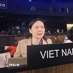 Đại sứ Nguyễn Thị Vân Anh, Trưởng Phái đoàn Đại diện thường trực Việt Nam bên cạnh UNESCO phát biểu tại Kỳ họp lần thứ 19 của Ủy ban liên chính phủ Công ước của UNESCO về Bảo vệ và phát huy sự đa dạng của các biểu đạt văn hóa. (Ảnh: TTXVN phát)