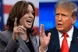 Phó Tổng thống Mỹ Kamala Harris (trái) và cựu Tổng thống Donald Trump. (Ảnh: AP/TTXVN)