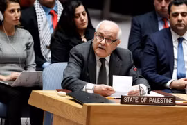 Đại diện của Palestine tại Liên hợp quốc Riyad Mansour phát biểu tại phiên họp khẩn của Hội đồng Bảo an về vấn đề Jerusalem ở New York, Mỹ, ngày 8/12. (Nguồn: THX/TTXVN)