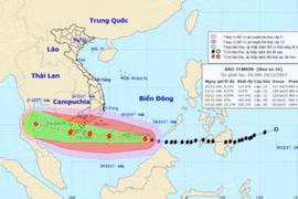 Hướng đi của cơn bão. (Nguồn: nchmf.gov.vn)
