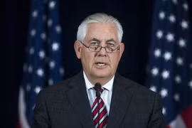 Ngoại trưởng Mỹ Rex Tillerson trong cuộc họp báo ở Washington ngày 21/6. (Nguồn: EPA/TTXVN)