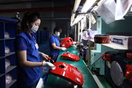 Các linh kiện nhựa tại nhà máy Công ty cổ phần công nghiệp hỗ trợ Minh Nguyên (Khu công nghệ cao Thành phố Hồ Chí Minh). (Ảnh: An Hiếu/TTXVN)