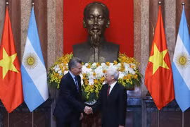 Tổng Bí thư, Chủ tịch nước Nguyễn Phú Trọng và Tổng thống Argentina Mauricio Macri. Ảnh: Lâm Khánh/TTXVN)