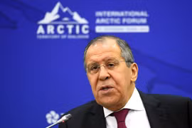 Ngoại trưởng Nga Sergey Lavrov phát biểu tại một diễn đàn ở Saint Petersburg ngày 9/4/2019. (Ảnh: AFP/TTXVN)