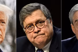 Từ trái sang: Tổng thống Mỹ Donald Trump, Tổng Chưởng lý Mỹ William Barr và Công tố viên đặc biệt Robert Mueller. (Ảnh: AFP/TTXVN) 