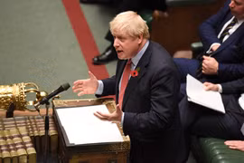 Thủ tướng Anh Boris Johnson phát biểu trong phiên họp Hạ viện tại London ngày 29/10/2019. Ảnh: THX/ TTXVN 