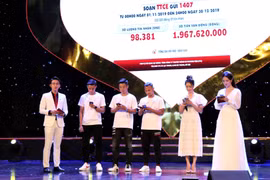 Các đại sứ Trái tim cho em 2020 nhắn tin ủng hộ Chương trình "Trái tim cho em". (Ảnh: Xuân Khu/TTXVN)
