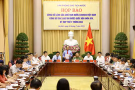 Ông Đào Việt Trung, Ủy viên Trung ương Đảng, Chủ nhiệm Văn phòng Chủ tịch nước chủ trì buổi họp báo. (Ảnh: Dương Giang/TTXVN)