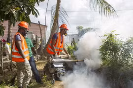 Quân đội Cộng hòa Dominica phun thuốc chống muỗi tại Santo Domingo sau khi nước này xác nhận có đã có 10 ca nhiễm Zika trong thời gian qua. (Nguồn: AFP/TTXVN)