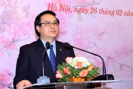 Trưởng Ban Đối ngoại Trung ương Hoàng Bình Quân phát biểu tại cuộc gặp mặt. (Ảnh: An Đăng/TTXVN)