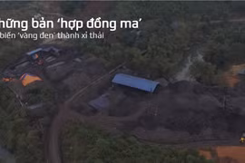 Một khu xưởng tập kết, tuyển xít than của doanh nghiệp tư nhân bên ngoài Mỏ than Phấn Mễ. (Ảnh: P.V/Vietnam+)
