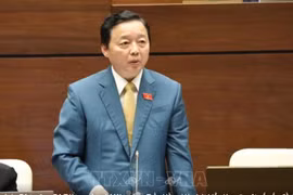 Bộ trưởng Bộ Tài nguyên và Môi trường Trần Hồng Hà chia sẻ tại Nghị trường Quốc hội. (Nguồn ảnh: TTXVN)