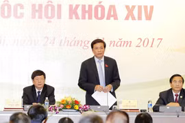 Ủy viên Ủy ban Thường vụ Quốc hội, Tổng Thư ký Quốc hội - Chủ nhiệm Văn phòng Quốc hội Nguyễn Hạnh Phúc phát biểu. (Ảnh: Văn Điệp/TTXVN)