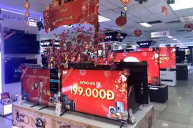 Nhiều trung tâm điện máy áp dụng các chương trình khuyến mãi giảm giá với nhóm sản phẩm điện tử gia dụng, phục vụ nhu cầu của khách hàng dịp Tết Nhâm Dần 2022 (Ảnh: Việt Anh/Vietnam+)