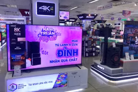 Nhiều hệ thống siêu thị điện máy áp dụng ưu đãi giảm giá sâu các sản phẩm gia dụng để tri ân phụ nữ nhân dịp 20/10. (Ảnh: Việt Anh/Vietnam+)