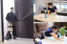 Là một trong những cơ sở tiên phong trong lĩnh vực chăm sóc căn hộ, công ty Homecare Hoàng Minh triển khai thêm gói dịch vụ khử khuẩn, bắt đầu từ tháng 2/2022. (Ảnh: Việt Anh/Vietnam+)