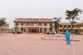 Khu cách ly tập trung Trường Mầm non Cẩm Phúc (huyện Cẩm Giàng). (Ảnh: Mạnh Minh/TTXVN)