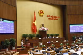 Quốc hội biểu quyết thông qua Nghị quyết về chủ trương đầu tư Dự án đầu tư xây dựng đường Vành đai 4 - vùng thủ đô Hà Nội. (Ảnh: Doãn Tấn/TTXVN)
