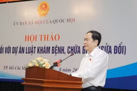 Ông Trần Thanh Mẫn, Ủy viên Bộ Chính trị, Phó Chủ tịch Thường trực Quốc hội phát biểu tại Hội thảo. (Ảnh: Đinh Hằng/TTXVN)