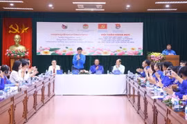 Ông Bùi Quang Huy, Ủy viên Dự khuyết Trung ương Đảng, Bí thư thứ nhất Trung ương Đoàn tại hội thảo. (Ảnh: Văn Điệp/TTXVN)