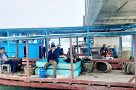 Các hộ dân có bè nuôi vi phạm bị cưỡng chế. (Ảnh: Thanh Vân/TTXVN) 