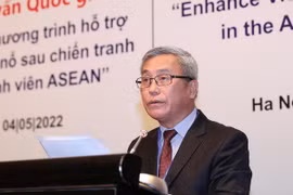 Ông Nguyễn Hạnh Phúc, Phó Giám đốc Trung tâm Hành động bom mìn quốc gia Việt Nam phát biểu. (Ảnh: Trọng Đức/TTXVN)