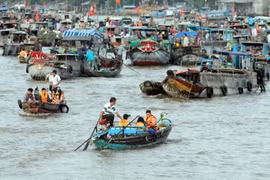 Một góc chợ nổi Cái Răng. (Nguồn: TTXVN)