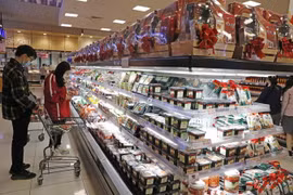 Người dân mua sắm tại siêu thị Aeon Long Biên, Hà Nội. (Ảnh: Trần Việt/TTXVN)