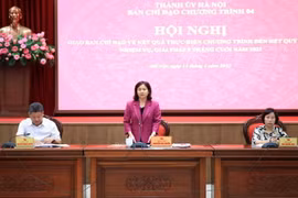 Phó Bí thư Thường trực Thành ủy Nguyễn Thị Tuyến phát biểu kết luận hội nghị. (Nguồn: hanoimoi.com.vn)
