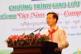 Thường trực Ban Bí thư Võ Văn Thưởng phát biểu tại chương trình. (Ảnh: Thu Hương/TTXVN)