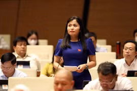 Đại biểu Quốc hội tỉnh Vĩnh Phúc Thái Quỳnh Mai Dung phát biểu ý kiến. (Ảnh: An Đăng/TTXVN)