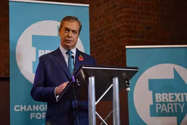 Chủ tịch đảng Brexit của Anh Nigel Farage. (Ảnh: AFP/TTXVN)