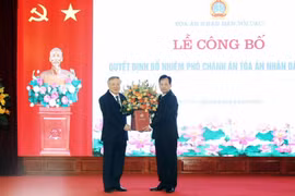 Chánh án Nguyễn Hòa Bình trao Quyết định bổ nhiệm Phó Chánh án Tòa án nhân dân tối cao. (Nguồn: vksndtc.gov.vn)