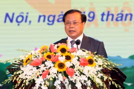 Bí thư Thành ủy Hà Nội Phạm Quang Nghị phát biểu tại lễ tri ân. (Ảnh: Phạm Kiên/TTXVN)