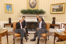Tổng Bí thư Nguyễn Phú Trọng hội đàm với Tổng thống Hoa Kỳ Barack Obama. (Ảnh: Trí Dũng/TTXVN)