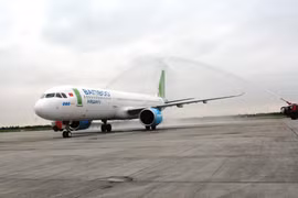 Máy bay của hãng hàng không Bamboo Airways. (Ảnh: Việt Hùng/Vietnam+)